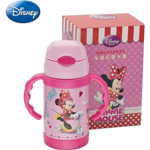 Disney 2021 New Cute Cartoon Animation Cup Stainless Steel Mug Insulation Straw Kettle Pupils Portable Double Handle Cup
