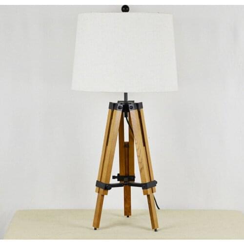 New Modern Desk Lighting Round Fabric White Lampshade Table Lamp Woody Tripod Standing For Home Bedroom deco chambre fille