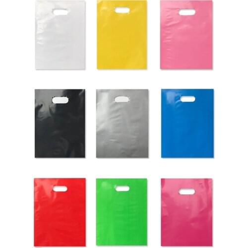 Custom Die Cut PE Bag With Design Silk Screen Printing Clothes Shopping Plastic Bag for Gifts Shop 30x40cm