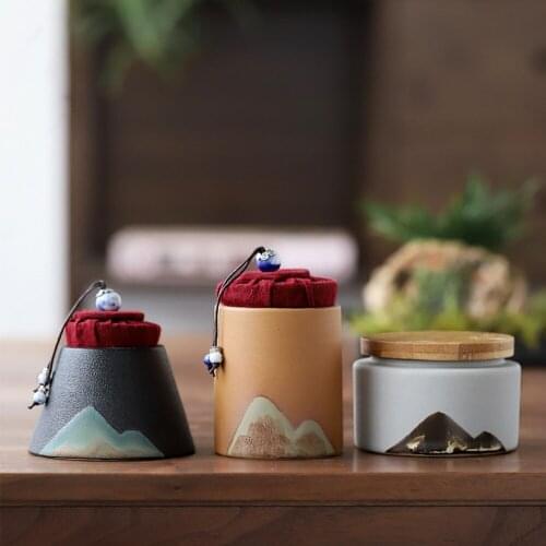 Retro Style Mountain Design Portable Mini Tea Caddy For Pu'er Black Tea Home Office Hotel Candy Storage Tank
