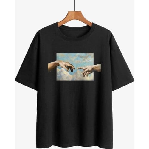 Funny Cartoon Michelangelo Print Casual T-Shirts Men Women Hip Hop Short Sleeve T-Shirts Tops