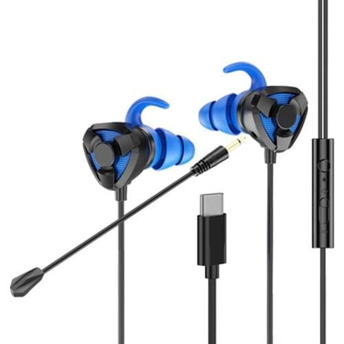 1pc Wired Earphone with Microphone Surround Sound 3.5mm/Type-C Gaming HiFi In-ear Earbud for Playing Games