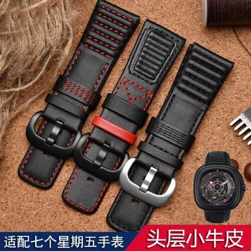 Genuine Leather Watch Strap for Seven Friday Watchband Cowhide Q2 P1 Series Mens Leather Strap Watch Accessories 28mm