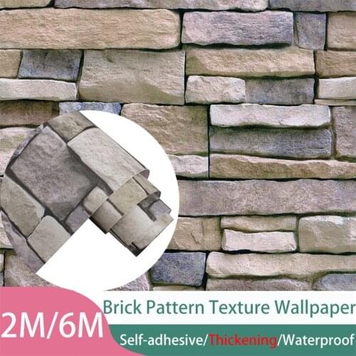 Self Adhesive Yellow Brick Texture Wallpaper Roll PVC Retro Contact Paper for Walls Desk Kitchen Cabinets Countertops Waterproof