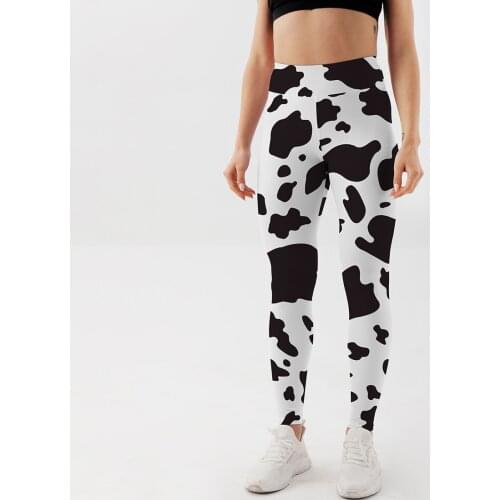 Yoga Pants Women Cow Black Leggings For Fitness High Waist Gym Legging Push Up Workout Fitness Women Printed Leggings