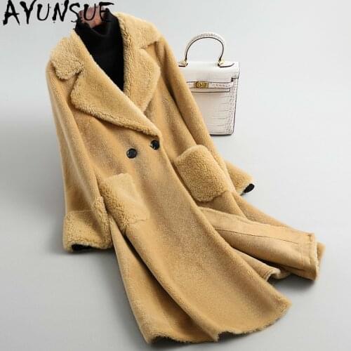 AYUNSUE Real Fur Coat Women Autumn Winter Jacket Women Korean Sheep Shearing 100% Wool Fur Coats and Jackets Women KL1911 KJ5725