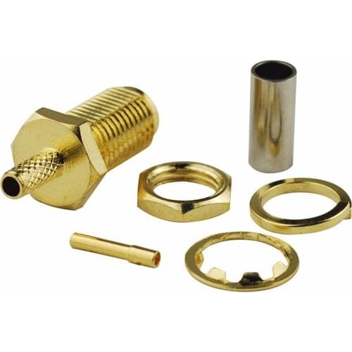 SMA female jack crimp Bulkhead for RG316 RG174 cable Straight gold PTFE RF conector