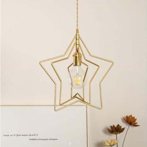 Modern Home Deco Gold Pentagram Pendant Lamp Retro Loft Concise Iron Study Aisle Kitchen Hanging Lamp Free Shipping