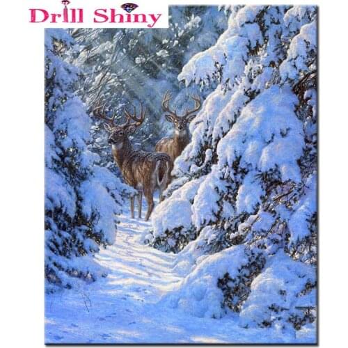 DIY Needlework Diamond Embroidery animals deer pattern Diamond Painting Cross Stitch snow icon Rhinestones paste mosaic picture