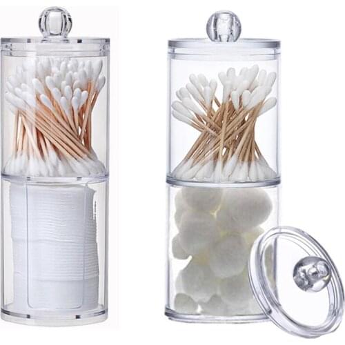 Storage Box Acrylic Multi-function Storage Box cotton Swab Container Cosmetic Cotton Pad Dust-proof Storage Box