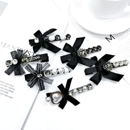 Korean style Diamond Pearl Bow Hair Clips Barrettes Hairpins Rhinestone Crystal Women Gem Hair Accessories Clips Clamps