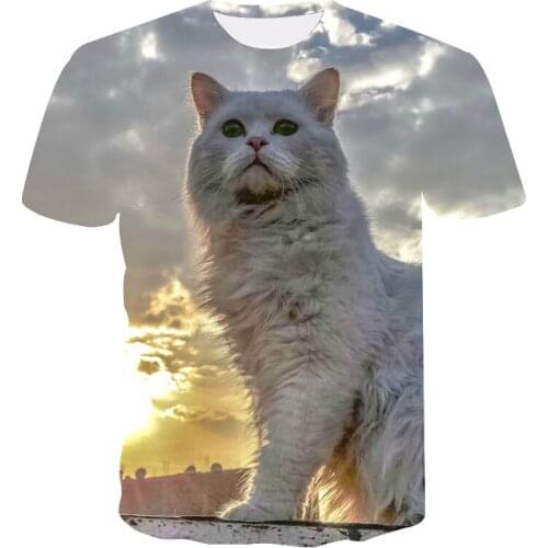 Ladies summer cartoon cat t-shirts 3D animal graphic T shirt All men and women Breathable T-shirts Harajuku short sleeve shirt