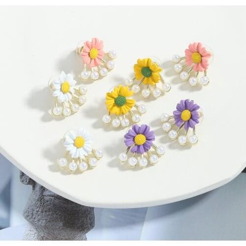 Miwens 2021 Fashion Simulated Pearl Tassel Earrings for Women Daisy Flower Pendant Statement Earrings Wedding Ladies Jewelry