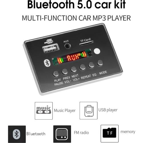 5V 12V Car Bluetooth 5.0 MP3 WMA FM AUX Decoder Board Audio Module Recording FM TF Radio Automobile Car MP3 Speaker Accessories
