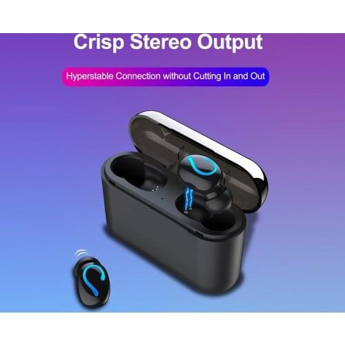 Bluetooth 5.0 headset binaural TWS wireless stereo sports on-ear headset with charging box, suitable for Android / IOS phones