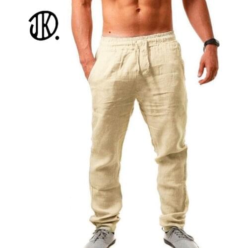 Mens Casual Straight-leg Pants Cotton And Linen Loose Trousers Solid Color Elastic Band Large Size 4XL Trouser Male Sport Pants