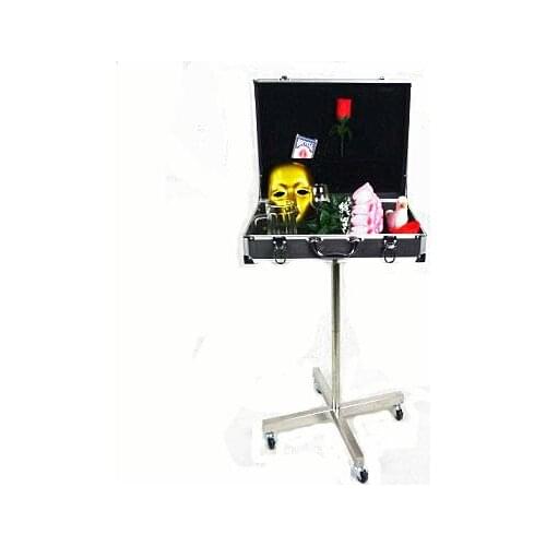 Boutique Trunk Black Magic table (roller stainless steel frame, with 4 wheels) --Magic Trick, Fun Magic