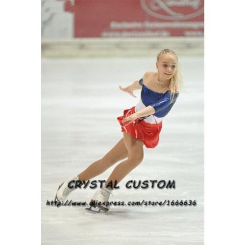 Hot Sales Girls Figure Skating Competition Dresses Crystals Graceful New Brand Ice Figure Skating Dresses Children DR3762