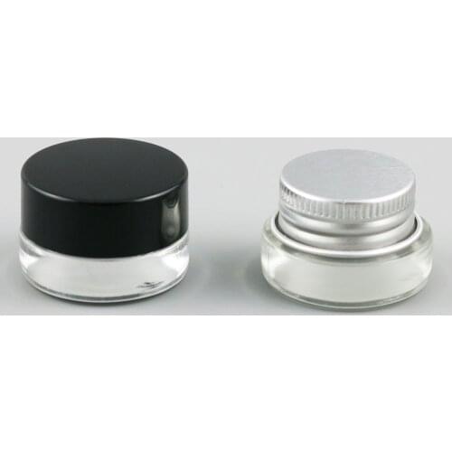 12 x 3g Travel Mini Glass Sample Cream Make up Jar Containers With Silver Black Lids 1/10OZ Small Glass Cream Pot