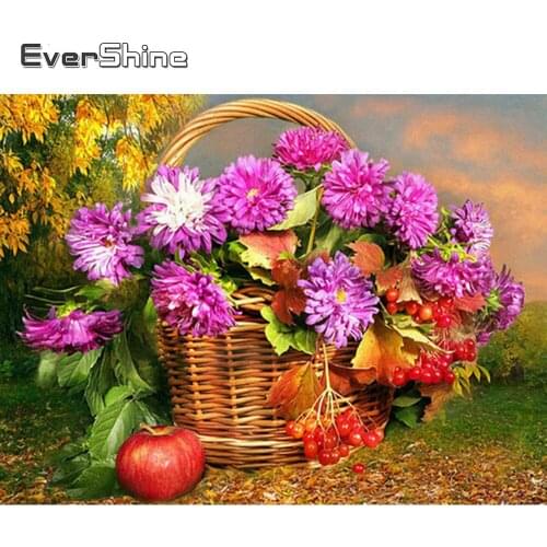 Evershine Diamond Painting Flowers 5D DIY Full Square Drill Fruit Cross Stitch Kit Embroidery Sale Home Decoration