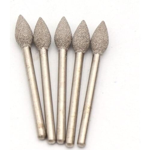 Oval Shape Diamond Grinding Head Spherical Tip For Dremel Accessories 3mm Shank Jade Stone Metal Carving Engraving Tool