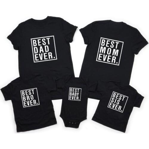 Best Dad Mom Bro Sis Baby Ever Family Matching T-shirts Funny Cotton Summer Family Look Clothes Daddy Mommy and Me Baby Outfits