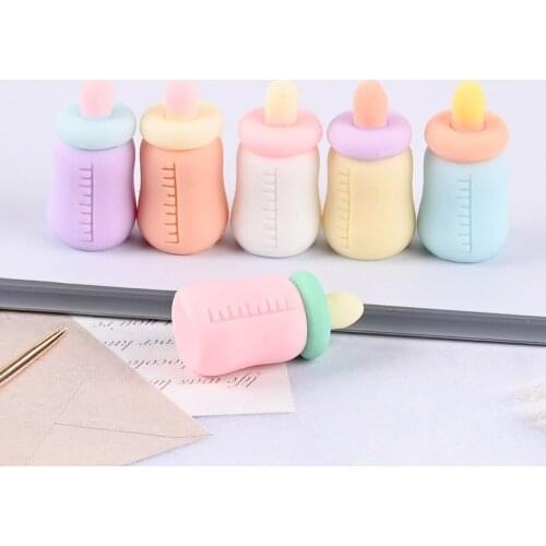 6pcs Resin Simulation cute 3D milk bottle Flatback Cabochon scrapbook craft diy embellishment phone decor play toys dollhouse