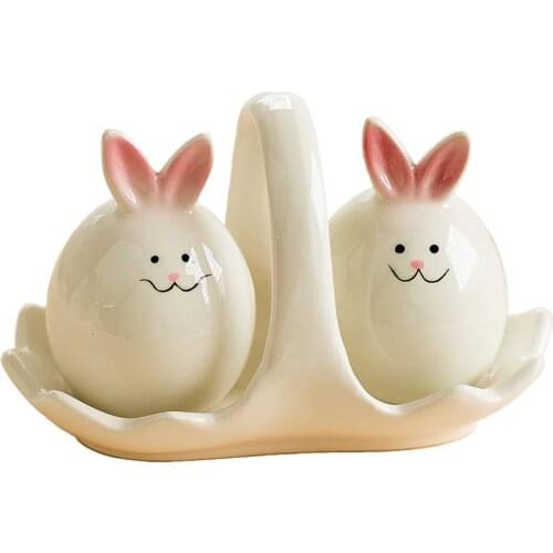 Creativity egg salt and pepper shakers chickens seasoning box spice storage kitchen tools rabbit spice jars salt and pepper