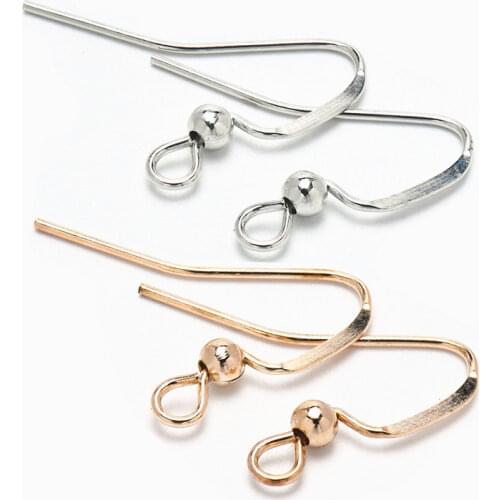 100pcs Brass Earring Hooks Hypo Allergenic Ear Wires with Ball Fish Hook 17.5mm Earrings Making Supplies Jewelry Findings