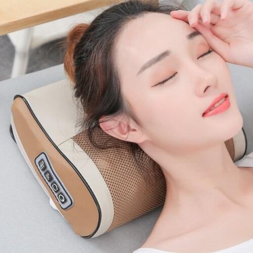 Electric Neck Shoulder Massager Infrared Heating Vibrator Massage Pillow Car Home Therapy Neck Kneading Cervical Shiatsu Relax