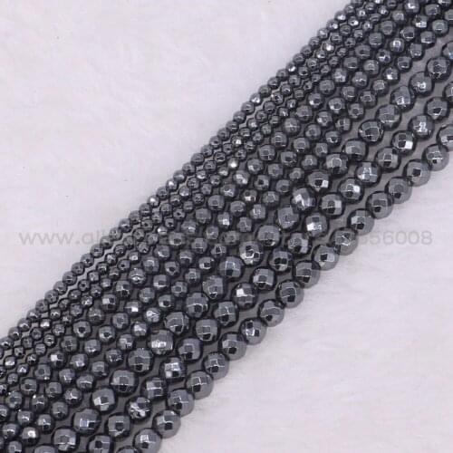Fashion druzy Natural Hematite necklaces Hematite chain 2/3/4mm beads faceted black gun natural hematite beads cz210