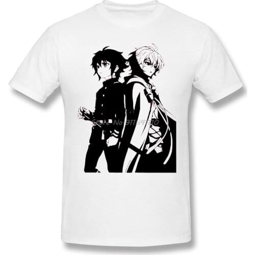 Men Clothing Seraph Of The End Dark Fantasy Anime Series Anime T-Shirt Yuu And Mika Owari No Seraph Fashion Short Sleeve
