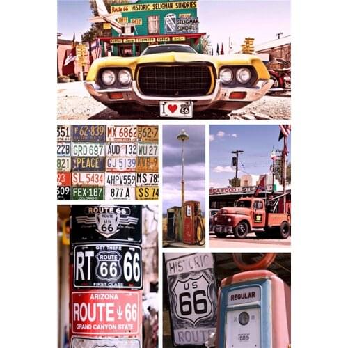 Gas Station Posters on the Wall Stickers USA Route 66 Metal Sign Gardening Decoration Home Bar Accessories Retro Decor Garage