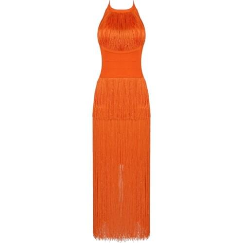 2021 New Bodycon Long Bandage Dress Tassel Bodycon Women Party Club Celebrity Evening Summer Autumn Dresses