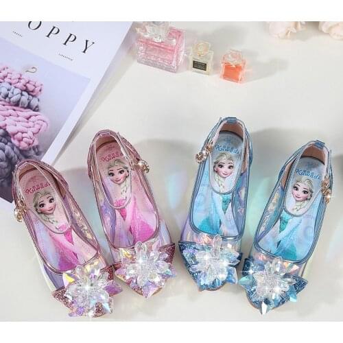 New girls crystal shoes baby princess shoes children single shoes high heel childrens shoes EU size 26-37