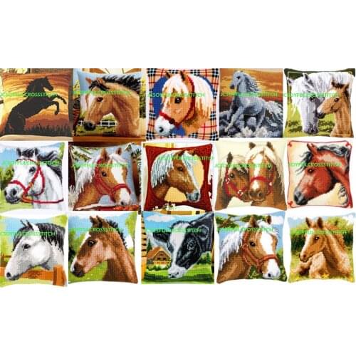 Oneroom Horse style Crafts Cushion Printed Cross Stitch Kits Tapestry pillow KIT Home Decorative Pillows Needlework cushion