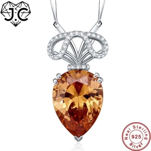J.C Female Water Drop Morganite & Garnet Topaz Solid 925 Sterling Silver Necklace Fine Jewelry for Women Anniversary Pendant