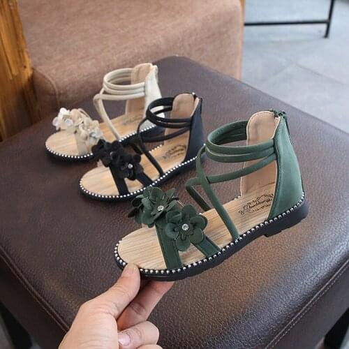 Beach Sandals for Big Girls Summer Gladiator Cut-Outs Kids Shoes Flower Leisure Children Mini Melissa for Rome Sandals Cute 2021