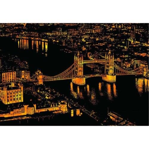 Early Educational Stimulate Children Interest Drawing Kids DIY Scratch Art Paper London Night View Scraping Painting