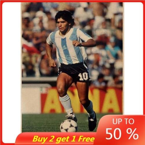 Retro Wall Stickers Kraft Paper Painting No.10 Jersey MARADONA Football Sport Poster Classic Boys Bedroom Decoration