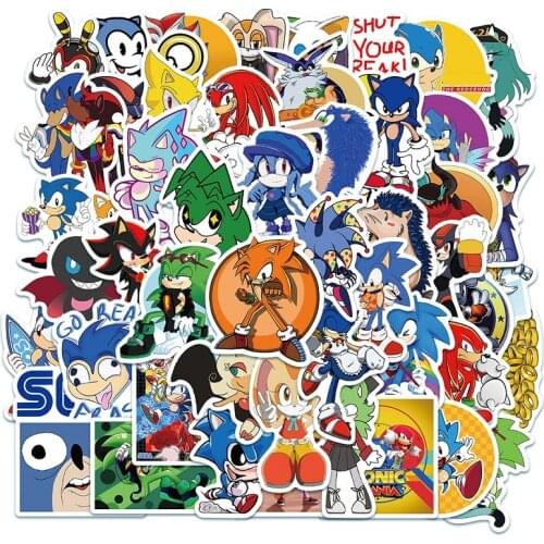 50pcs/set SUPER SONIC Sticker toy SONIC WITH RING/EMERALD SHADOW Collectible Model Action Figure Toys for Birthday Gift