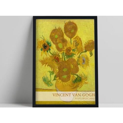 Vincent Van Gogh Exhibition Flower Poster, Van Gogh Sunflowers Canvas Painting, Post-Impressionism Vintage Art Home Wall Decor