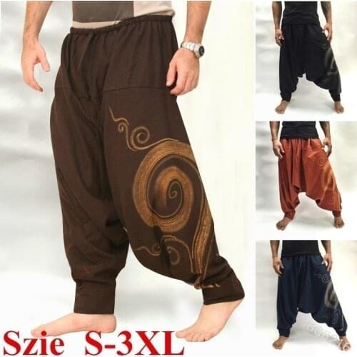 Adult Men Medieval Renaissance Lounge Pirate Horseman Costume Loose Pants Viking Black Brown Navigator Leg Bandage Trouser XXXL