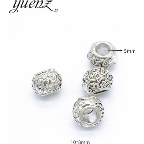 YuenZ 10pcs Antique Silver Color big hole Beads Spacers Beads Fit European Charm Jewelry Accessories DIY Findings R85