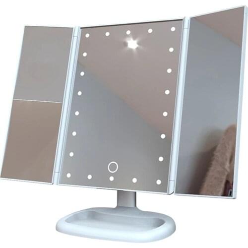 3 Colors LED Makeup Mirror Light Vanity Mirror Touch Screen Flexible Magnifying Cosmetic USB Battery Use Makeup Tool