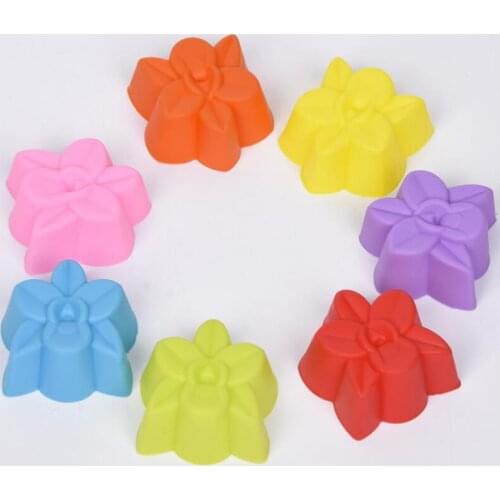Hot Sale DIY Silicon Orchid Flower Shape Cake Mold 5cm Size Muffin Chocolate Cupcake Baking Cup Mold LX8116