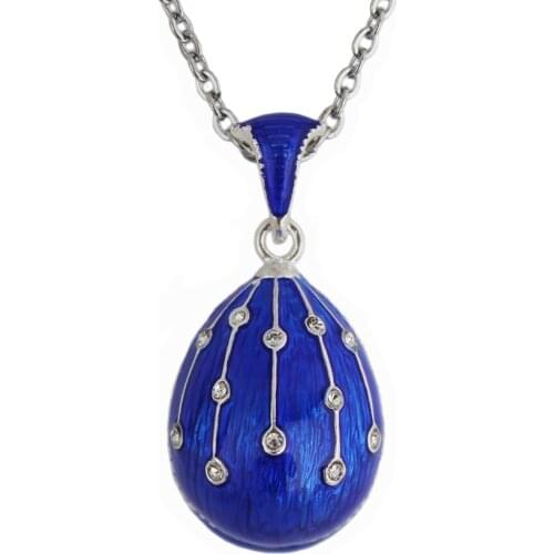 Hottest Jewelry Brass Enamel Handmade Russian Easter Vintage Egg Pendant Charm Crystal Rhinestone Necklace Gift To Women