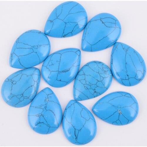 Charm Pandora Lot Charms Blue Gem Stones Teardrop Cabochon CAB No Drill Hole 32x24x6mm Jewelry Making 1PCS J366