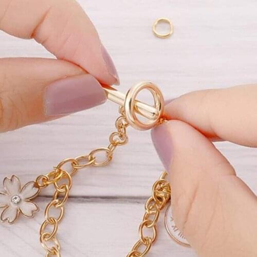 12 Pcs Chain Bracelets Metal Plated Link with OT Toggle Clasps Jewelry Bangle LX9E