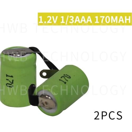 2 pcs/lot 1.2V 1/3AAA 170mAh NI-MH battery Band Welding foot Rechargeable batteries Free shipping